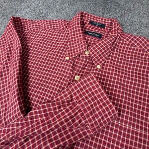VTG Nautica Mens XL Red White Check Plaid Cotton Button Down Long Sleeve Shirt